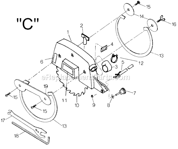 Page C Diagram and Parts List for 7770-10 Type 2 Black and Decker Chop Saw